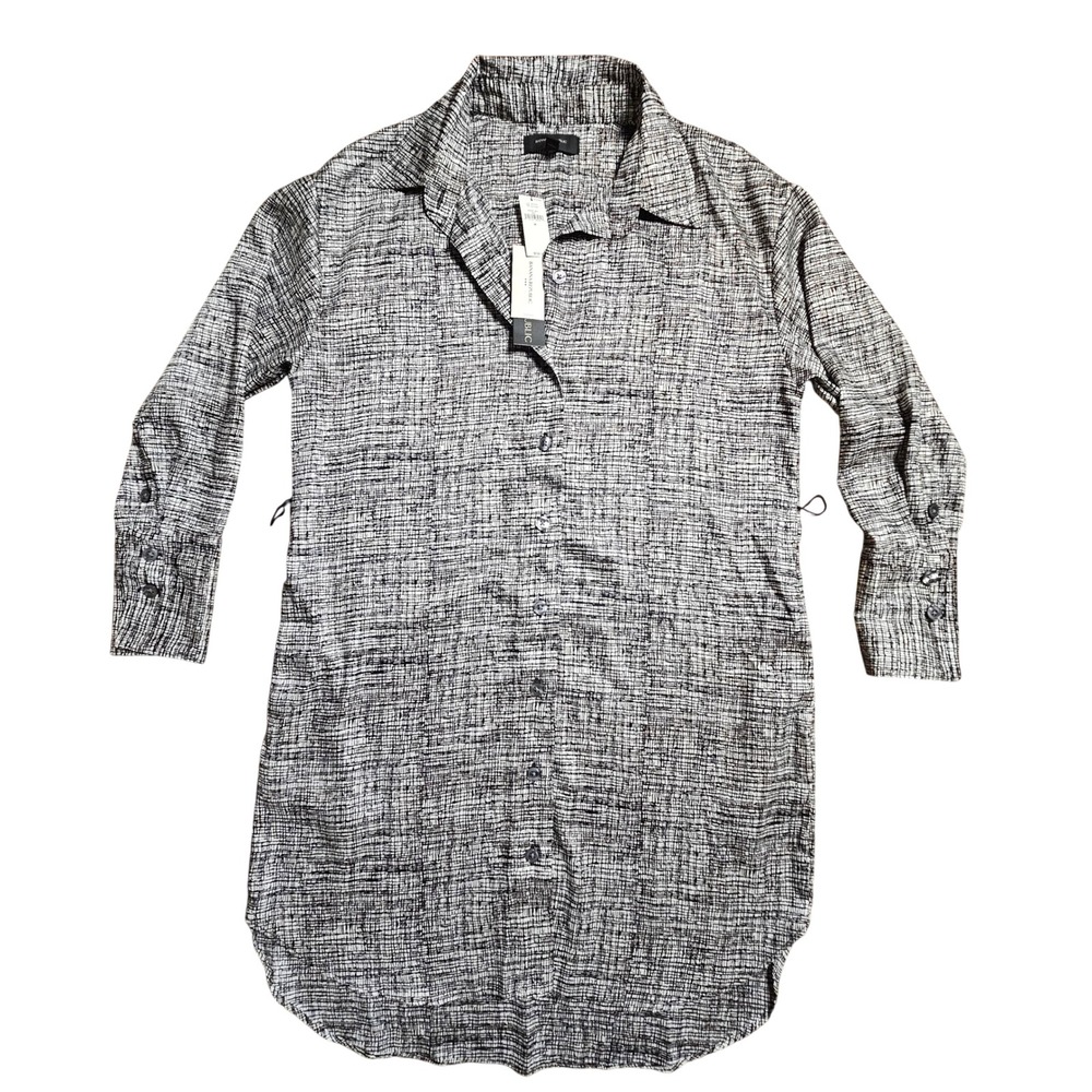 Banana Republic Satin‎ Mini Shirt Dress M Long Sleeve Plaid Capsule Wardrobe NWT
